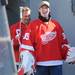 Red Wings goaltender Jimmy Howard smiles as he exits the tunnel and makes his way onto the field at Michigan Stadium for a press conference announcing the 2013 Winter Classic on Thursday afternoon. Melanie Maxwell I AnnArbor.com